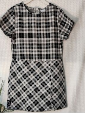 Zara Girls Black and Cream Plaid Skorts Jumper Size 13-14